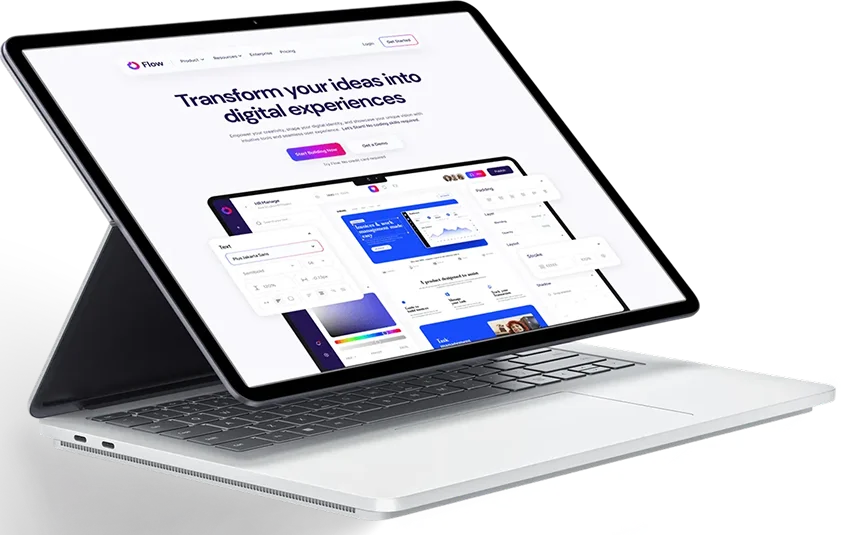 Laptop showcasing website design